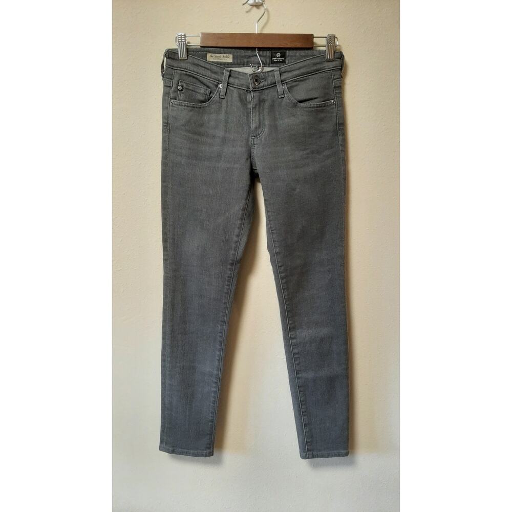 AG Adriano Goldschmied The Stevie Ankle Gray Slim Straight Leg Jeans